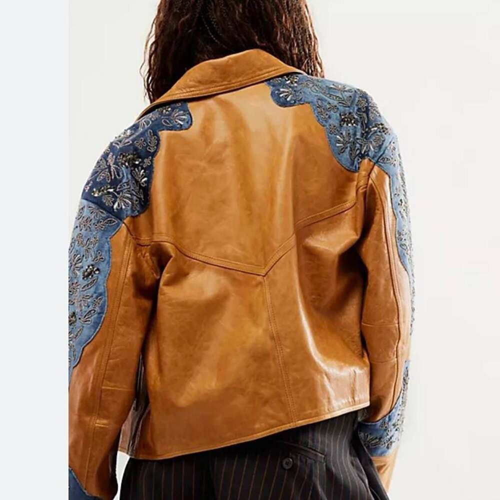 Free People Indie Rider Leather Bomber Jacket - Picture 2 of 8
